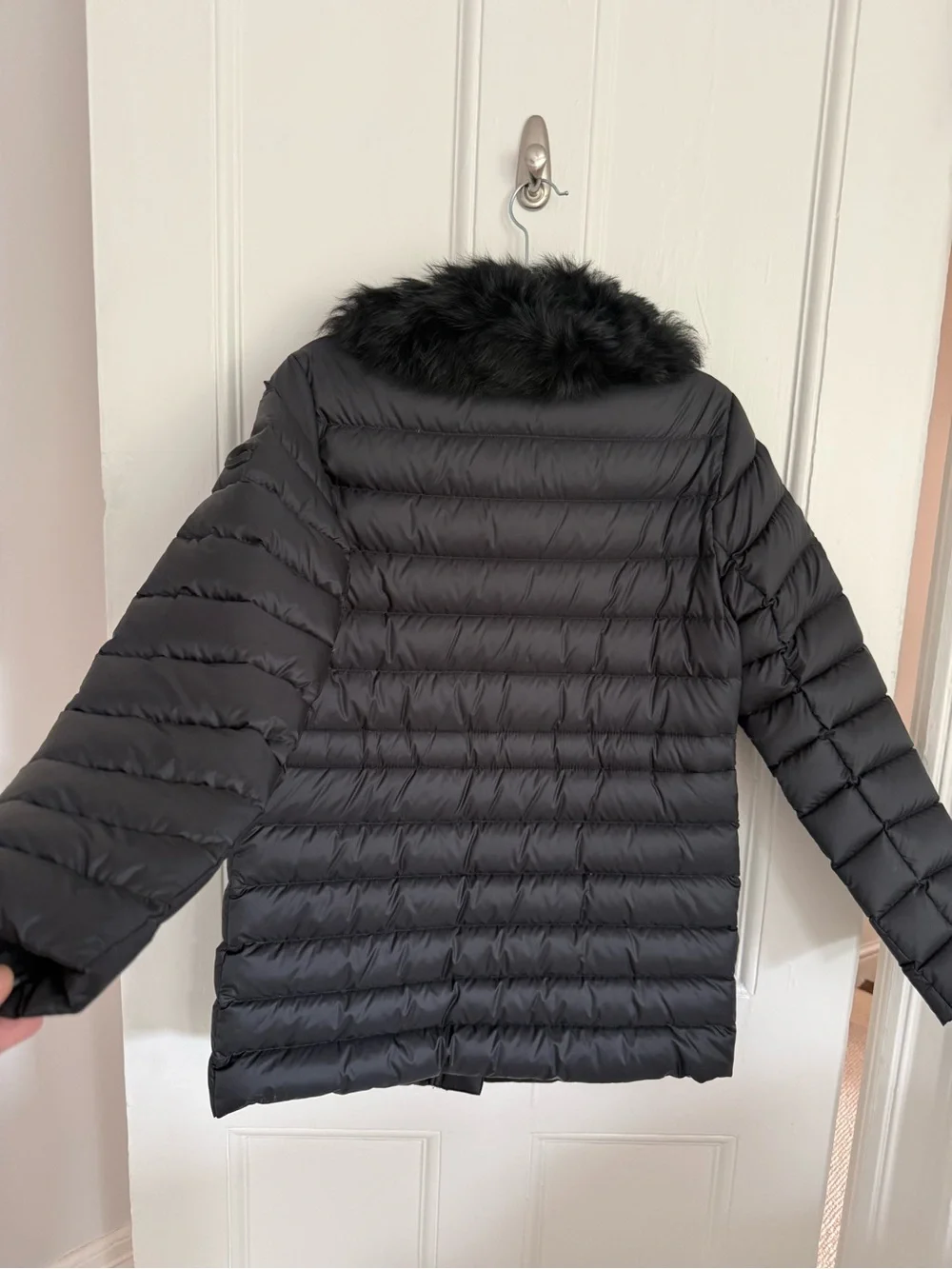 Coach Black Quilted Puffer Jacket with Faux Fur Trim